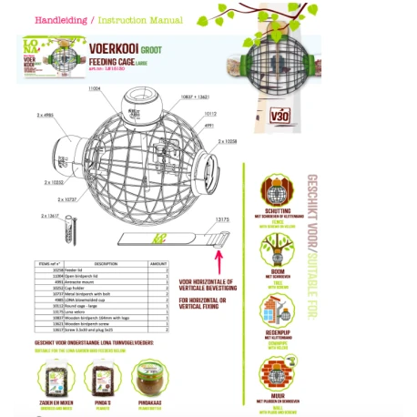 Mangeoire Lona "Voerkooi V30" - Vert - 42x27cm 3 Mangeoire Lona "Voerkooi V30" - Vert - 42x27cm - Afbeelding 2